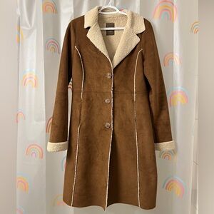 Retro 70s style long suede Sherpa coat. Think Daisy Jones vibes. Penny Lane✌🏻